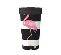 ZSUUGJ Gold Flamingo - Tasse de voyage portable en acier inoxydable - Gobelet isotherme pour boissons chaudes et froides avec couvercle anti-fuite, tasse à café adaptée aux navetteurs pour le bureau