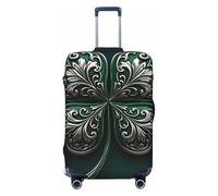 ZSUUGJ Golden Clover Elegance Housse de protection de bagage élastique anti-poussière et résistante aux rayures Convient aux valises de 45,7 à 81,3 cm, Noir , S