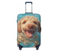 ZSUUGJ Golden Dog Housse de protection élastique anti-rayures en élasthanne pour valise de 45,7 à 81,3 cm, noir, Large