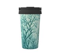 ZSUUGJ Green Sea Blue Seaweed Tasse à café isotherme avec anneau de transport rétractable, couvercle étanche à une pression, en acier inoxydable 304