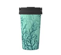 ZSUUGJ Green Sea Blue Seaweed Tasse de voyage portable en acier inoxydable - Gobelet isotherme pour boissons chaudes et froides avec couvercle anti-fuite, tasse à café adaptée aux navetteurs pour le