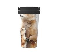ZSUUGJ Groundhogs Marmots Flowers - Tasse de voyage portable en acier inoxydable - Gobelet isotherme pour boissons chaudes et froides avec couvercle anti-fuite, tasse à café adaptée aux navetteurs