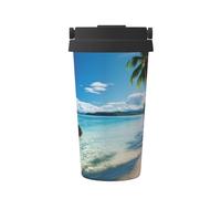 ZSUUGJ Hawaii Tree Summer Beach - Tasse de voyage portable en acier inoxydable - Gobelet isotherme pour boissons chaudes et froides avec couvercle anti-fuite, tasse à café pour le bureau, la voiture