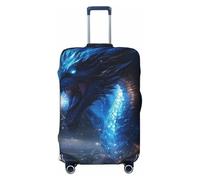 ZSUUGJ Housse de bagage de voyage Dragon bleu pour valise, élastique, protection anti-rayures, en élasthanne, convient aux bagages de 45,7 à 81,3 cm, noir, Medium