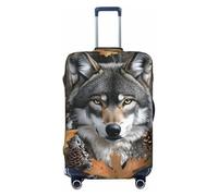 Zsuugj Housse de bagage de voyage motif loup camouflage pour valise, protection élastique, anti-rayures en élasthanne, convient aux bagages de 45,7 à 81,3 cm, noir, Medium