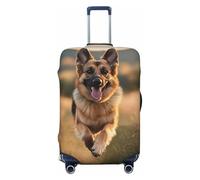 ZSUUGJ Housse de bagage de voyage pour valise, motif berger allemand, protection élastique, anti-rayures, en élasthanne, convient aux bagages de 45,7 à 81,3 cm, noir, Small