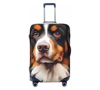 ZSUUGJ Housse de bagage de voyage pour valise, motif chien de montagne bernois, élastique, anti-rayures, en élasthanne, convient aux bagages de 45,7 à 81,3 cm, noir, taille L, Noir/blanc, Large