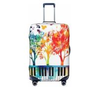 ZSUUGJ Housse de bagage de voyage pour valise, motif notes de musique, pour valise, élastique, anti-rayures, en élasthanne, convient aux bagages de 45,7 à 81,3 cm, noir, taille L, Noir/blanc, Large