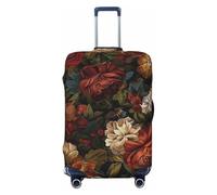 ZSUUGJ Housse de bagage de voyage pour valise, style bohème, vintage, fleur foncée, sang, rose, élastique, anti-rayures, élasthanne, convient aux bagages de 45,7 à 81,3 cm, noir, taille M, Noir , m