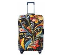 ZSUUGJ Housse de protection de bagage élastique à plumes rétro, anti-poussière et résistante aux rayures, convient aux valises de 45,7 à 81,3 cm, Noir , XL