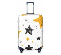 ZSUUGJ Housse de protection élastique pour bagages de 45,7 à 81,3 cm, résistante à la poussière et aux rayures, motif étoiles noires, jaunes, Noir , M