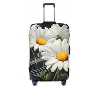 ZSUUGJ Housse de protection élastique pour bagages de 45,7 à 81,3 cm, résistante à la poussière et aux rayures, motif notes de musique et marguerites, Noir , S