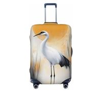 Zsuugj Housses de bagage de voyage avec aigrettes blanches pour valise, protection élastique, anti-rayures, en élasthanne, convient aux bagages de 45,7 à 81,3 cm, noir, Large