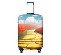 ZSUUGJ Housses de bagage de voyage en élasthanne anti-rayures pour valise, motif champ de coquelicots, jaune, convient aux bagages de 45,7 à 81,3 cm, noir, taille L, Noir/blanc, Large