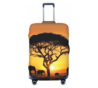 ZSUUGJ Housses de bagage de voyage en élasthanne anti-rayures pour valise, motif éléphants, coucher de soleil pour valises de 45,7 à 81,3 cm, Noir , M
