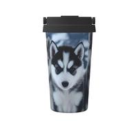 ZSUUGJ Husky Dog Tasse à café isotherme avec anneau de transport rétractable, couvercle étanche à une pression, en acier inoxydable 304