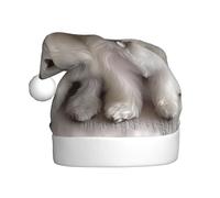 ZSUUGJ Joli bonnet de Père Noël maltais en peluche pour adultes, chapeau de vacances doux avec bordure blanche et pompon, accessoire festif réutilisable pour la maison, le bureau et les fêtes