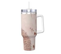 Zsuugj Joli gobelet en forme de hérisson de 1,2 l avec poignée et couvercle à paille - Bouteille d'eau isotherme en acier inoxydable - Tasse à café de voyage - Cadeau pour homme et femme