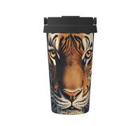 ZSUUGJ Jungle Tiger Tasse à café isotherme avec anneau de transport rétractable, couvercle étanche à une pression, en acier inoxydable 304