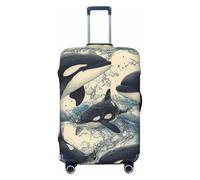 ZSUUGJ Killer Whale Housses de bagage de voyage pour valise, élastique, anti-rayures, en élasthanne, housses de bagages pour bagages de 45,7 à 81,3 cm, noir, Small