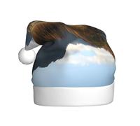 ZSUUGJ Lake District National Park Bonnet de Père Noël en peluche pour adultes, chapeau de vacances doux avec bordure blanche et pompon, accessoire festif réutilisable pour la maison, le bureau et les