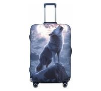 ZSUUGJ Lonely Wolf Housse de protection élastique anti-rayures en élasthanne pour valise de 45,7 à 81,3 cm, noir, Medium