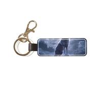 ZSUUGJ Lonely Wolf Porte-clés élégant en cuir PU avec anneau en métal robuste pour un usage quotidien
