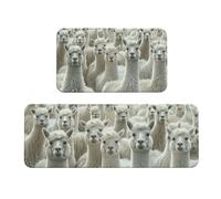 Zsuugj Lot de 2 tapis de cuisine en forme de lama - Antidérapant - Anti-fatigue - Pour évier de cuisine et bureau - 43,2 x 119,2 cm + 43,2 x 73,2 cm