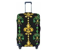 Zsuugj Mardi Gras Housse de bagage de voyage Motif fleur de lys élastique anti-rayures en élasthanne Convient aux bagages de 45,7 à 81,3 cm, noir, X-Large