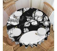 ZSUUGJ Nappe ronde motif tête de mort et papillon - Lavable et imperméable - Pour salle à manger, réception de mariage, pique-nique et décoration quotidienne