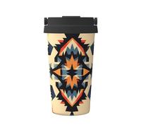 ZSUUGJ Native American - Tasse de voyage portable en acier inoxydable - Gobelet isotherme pour boissons chaudes et froides avec couvercle anti-fuite, tasse à café adaptée aux navetteurs pour le bureau
