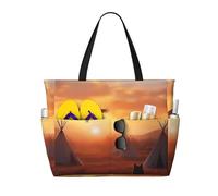ZSUUGJ Native American Tribes Sac fourre-tout de plage extra large avec poches zippées - Sac de vacances imperméable et résistant au sable pour piscine, pique-nique, gym et voyage