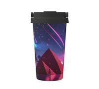 ZSUUGJ Palm Tree Shooting Star - Tasse de voyage portable en acier inoxydable - Gobelet isotherme pour boissons chaudes et froides avec couvercle anti-fuite, tasse à café adaptée aux navetteurs pour