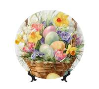 ZSUUGJ Panier aquarelle en porcelaine anglaise avec support et crochet, décoration murale et table, idéal pour le salon, le bureau, 20,3 cm/25,4 cm