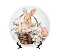 ZSUUGJ Panier aquarelle en porcelaine anglaise avec support et crochet, décoration murale et table, idéal pour salon, étude, 20,3 cm/25,4 cm