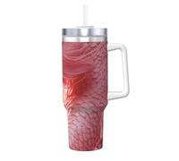 ZSUUGJ Pink Dragon Gobelet isotherme de 1200 ml avec poignée et couvercle à paille, tasse de voyage isotherme, tasse à café, bouteille d'eau réutilisable, idéal pour voiture, travail, cadeau