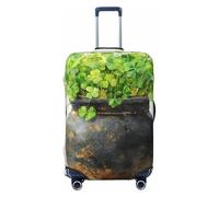 ZSUUGJ Pottery Jar Clover Housse de protection élastique pour bagages, anti-poussière et résistante aux rayures, convient aux valises de 45,7 à 81,3 cm, Noir , L