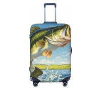 ZSUUGJ Protecteur de bagage élastique coloré Bass Fish résistant à la poussière et aux rayures, convient aux valises de 45,7 à 81,3 cm, Noir , XL