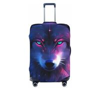 ZSUUGJ Purple Sky Wolf Housses de bagage pour valise, protection élastique, anti-rayures, élasthanne, convient aux bagages de 45,7 à 81,3 cm, Noir , L