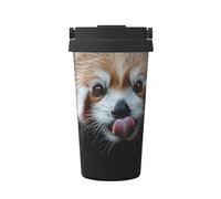 ZSUUGJ Red Panda Tasse à café isotherme avec anneau de transport rétractable, couvercle étanche à une pression, en acier inoxydable 304