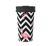 ZSUUGJ Retro Flamingo Chevron Zigzag Tasse de voyage portable en acier inoxydable - Gobelet isotherme pour boissons chaudes et froides avec couvercle anti-fuite - Tasse à café adaptée aux navetteurs