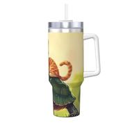 ZSUUGJ Ride Gobelet isotherme de 1200 ml avec poignée et couvercle à paille - Tasse de voyage isotherme - Tasse à café réutilisable - Idéal pour voiture, travail et cadeau