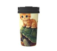 ZSUUGJ Ride Sea Turtle Tasse de voyage portable en acier inoxydable - Gobelet isotherme pour boissons chaudes et froides avec couvercle anti-fuite, tasse à café adaptée aux navetteurs pour bureau