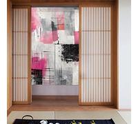 ZSUUGJ Rideau de porte en tissu doux et élégant avec grille abstraite rouge, séparateur de pièce pour l'intimité et blocage de la lumière, idéal pour le salon, la chambre à coucher, la cuisine, le