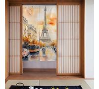 ZSUUGJ Rideau de porte en tissu doux et élégant avec motif de tour de Paris, séparateur de pièce pour l'intimité et blocage de la lumière, idéal pour le salon, la chambre à coucher, la cuisine, le
