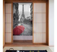 ZSUUGJ Rideau de porte en tissu doux et élégant avec motif Tour Eiffel, Parapluie de rue Paris, Parapluie rouge, séparateur de pièce pour l'intimité et blocage de la lumière, idéal pour salon, chambre