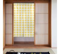ZSUUGJ Rideau de porte en tissu vichy jaune doux et élégant, séparateur de pièce pour l'intimité et blocage de la lumière, idéal pour le salon, la chambre à coucher, la cuisine, le bureau