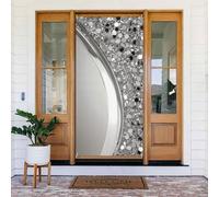 ZSUUGJ Rideau de porte réutilisable argenté scintillant pour décoration intérieure et extérieure facile à accrocher pour les fêtes, anniversaires et vacances