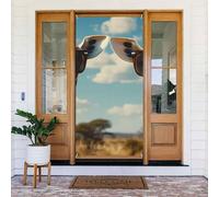 ZSUUGJ Rideau de porte réutilisable avec motif girafes pour décoration intérieure et extérieure, facile à accrocher pour les fêtes, les anniversaires et les vacances