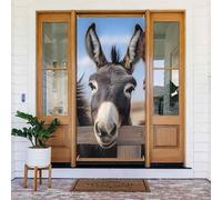 ZSUUGJ Rideau de porte réutilisable avec trois ânes mignons pour décoration intérieure et extérieure, facile à accrocher pour les fêtes, les anniversaires et les vacances